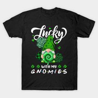 Happy St. Patrick's Day Leopard Tie Dye Shamrock Gnome T-Shirt